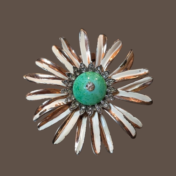 Nettie Rosenstein RARE Sterling Silver with Gold Vermeil Flower Fur Clip - Picture 1 of 8